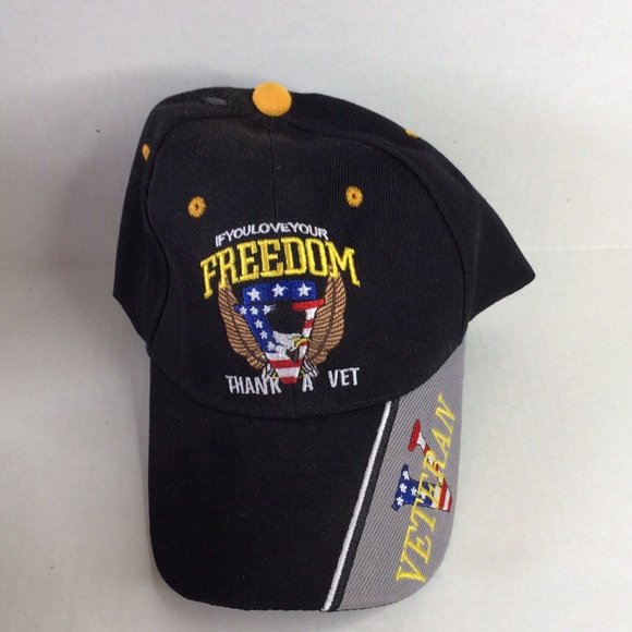 Love Your Freedom Thank A Vet Baseball Style Hat Eagle Flag USA NEW Two for one - Picture 6 of 6